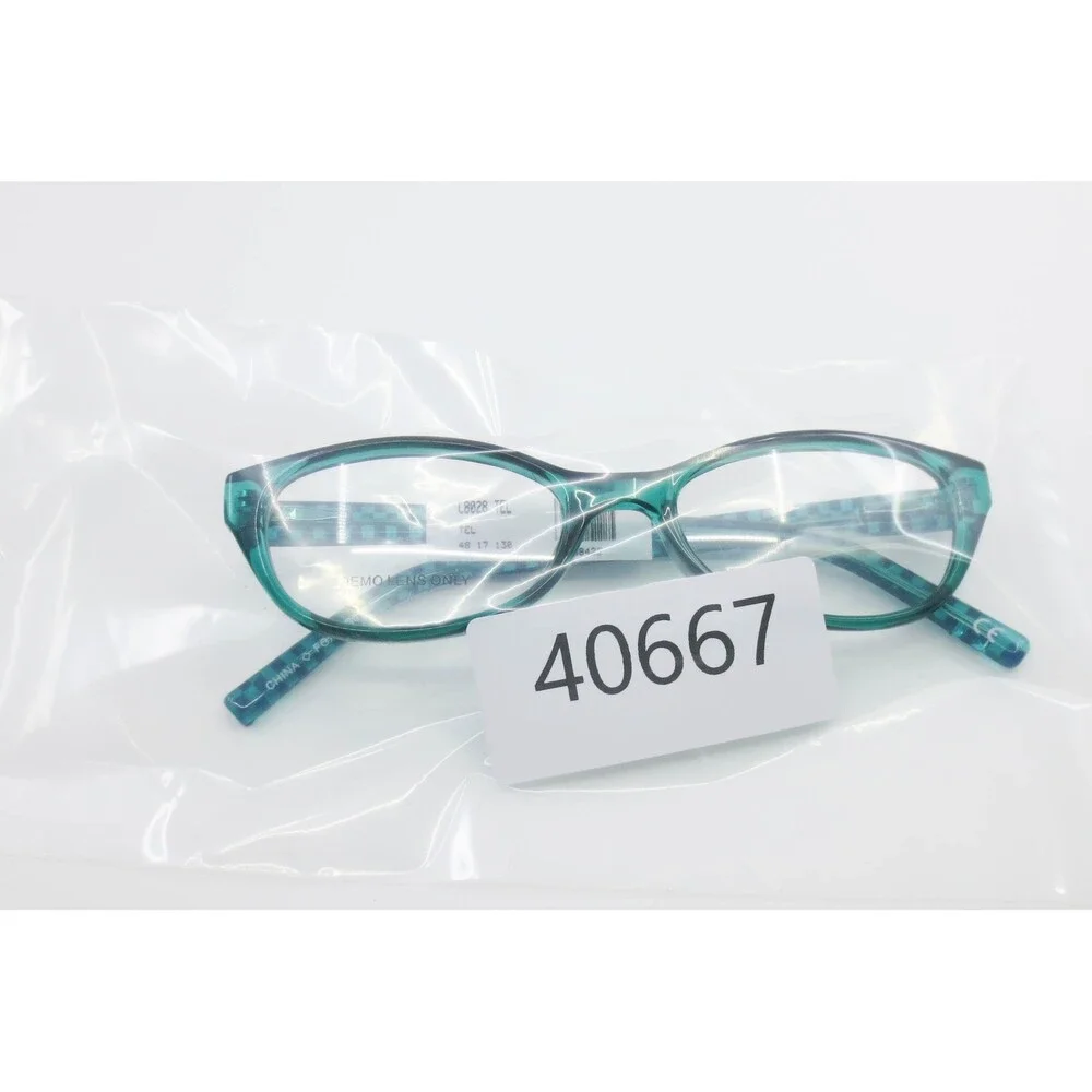 FGX L8028 TEL Teal Green Checkered Oval Eyeglass Frames 48-17-130 DG0721